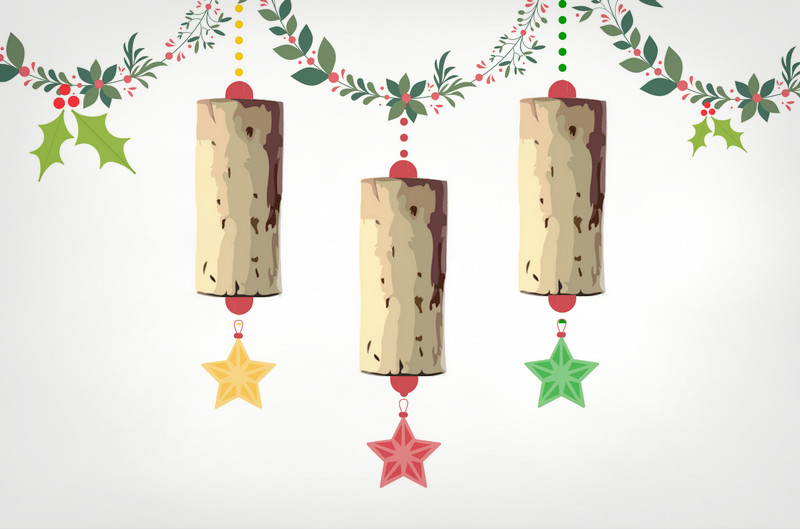 Enfeites de natal feitos com rolhas de vinho
