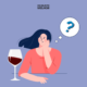 Mulher pensativa olhando uma taça de vinho