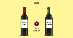 Garrafa de vinho fino ao lado de um vinho de mesa