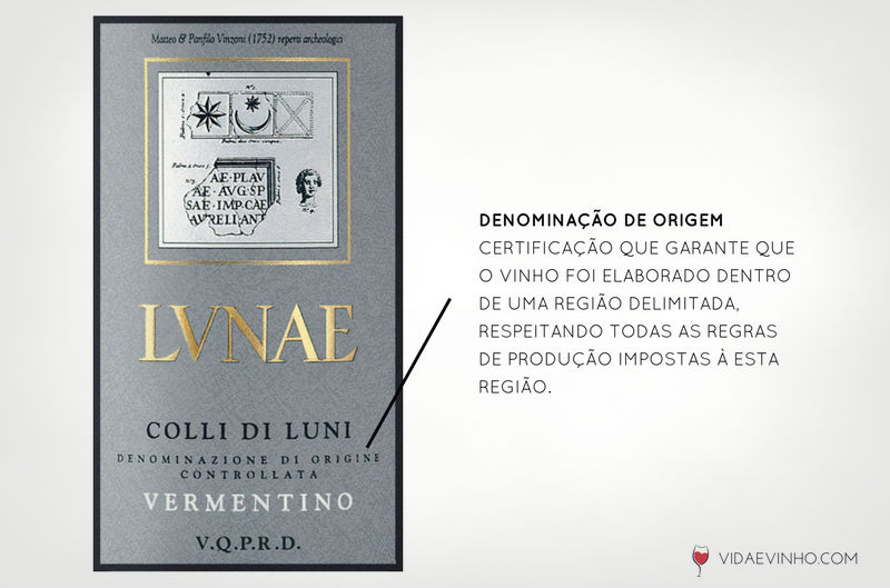 rótulo de vinho - denominação de origem
