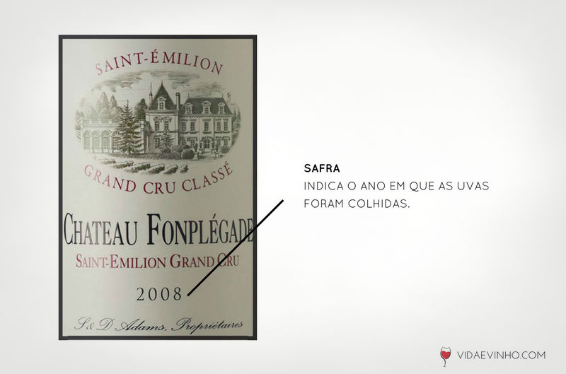 rótulo de vinho - safra
