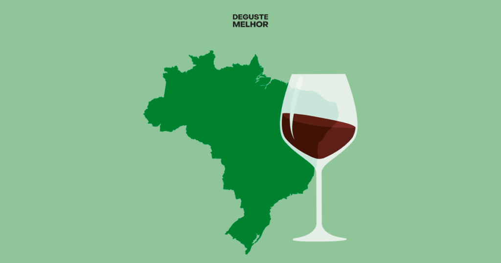 Taça de vinho em frente ao mapa do Brasil